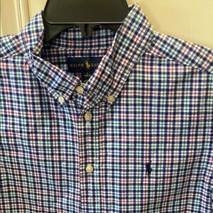 Ralph Lauren Blue and White Casual Button Down Shirt